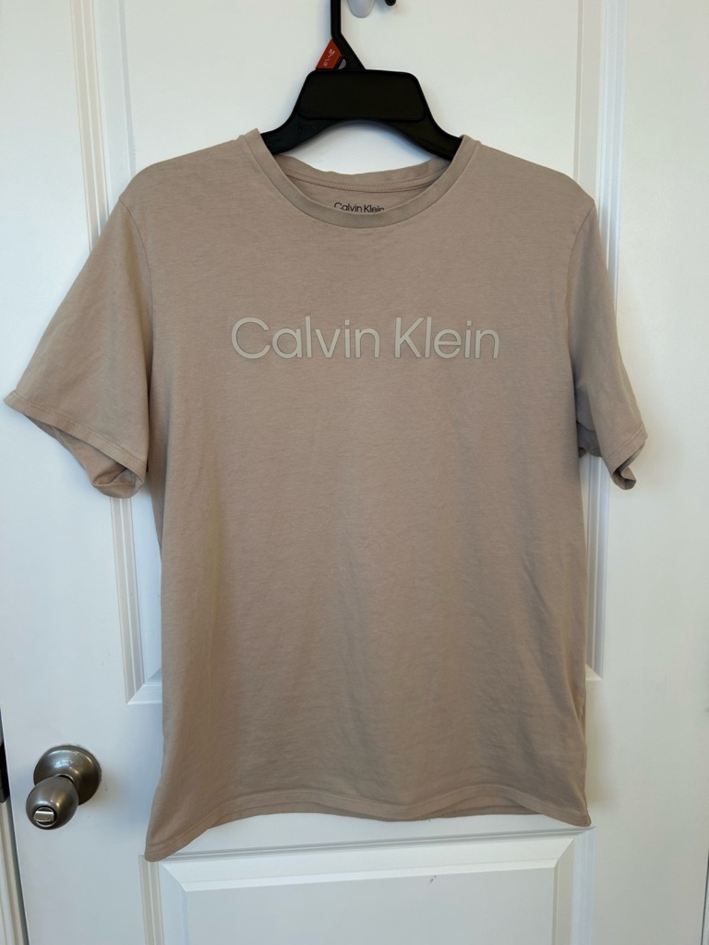 Calvin Klein Men's Short Sleeve Logo Tee in Taupe